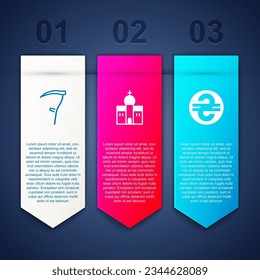 Set Scythe, Church building and Ukrainian hryvnia. Business infographic template. Vector