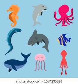 Set of sea animal vector