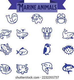Set of sea animals icon