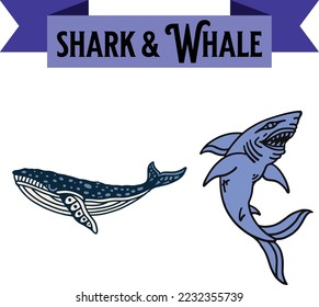Set of sea animals icon