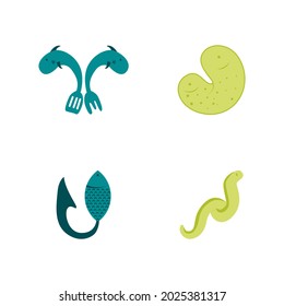 set of sea animals isolated on white