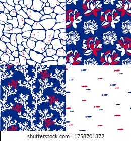 Set of sea backgrounds. Vector illustration.