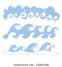 Set of sea cartoon sea waves
