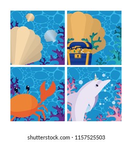 Set of sea cartoons
