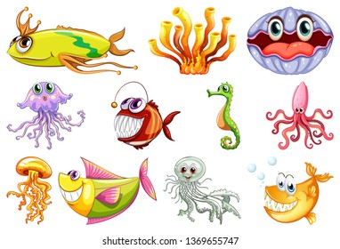 Set of sea creature illustration