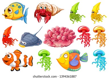 Set of sea creature illustration