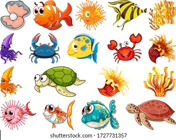 Set of sea creature illustration