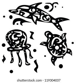 Set of sea creatures