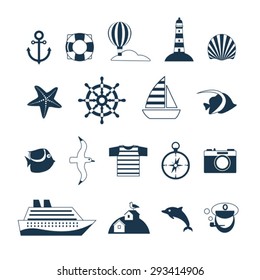 set of sea cruise vector icons 