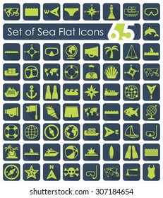 Set of sea flat icons for Web and Mobile Applications