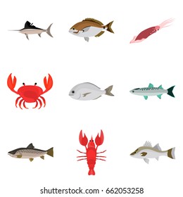 Set of sea food icons for web and mobile design
