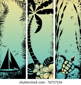 set sea grunge banners. Vector illustration