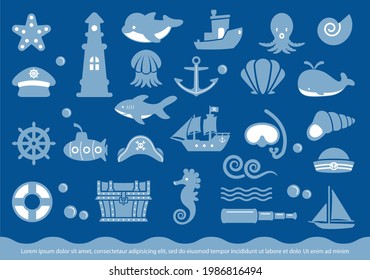 Set of Sea Icons Vector Illustration