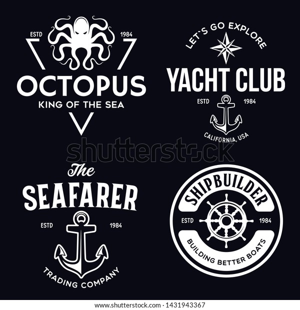 Set Sea Nautical Typography Badges Design Stock Vector (Royalty Free ...