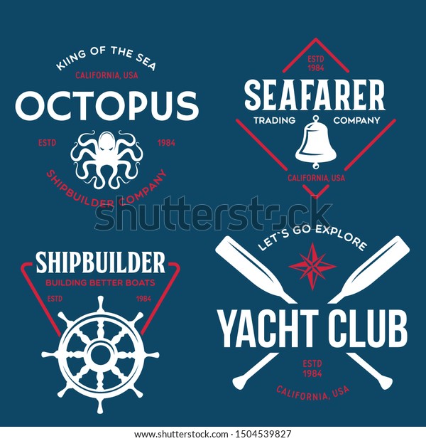 Set Sea Nautical Typography Badges Design Stock Vector (Royalty Free ...