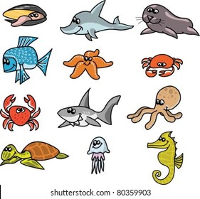 3,626 Cartoon fishes jellyfish sharks Images, Stock Photos & Vectors ...