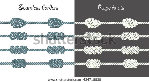 Set Sea Rope Borders Big Decorative Stock Vector Royalty Free