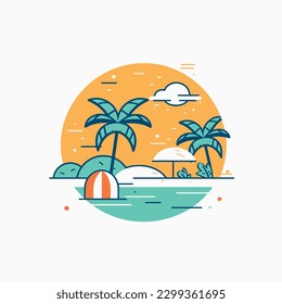 set of sea scape flat scenes vector illustration design