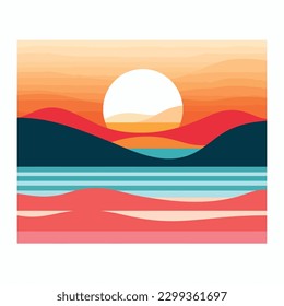 set of sea scape flat scenes vector illustration design