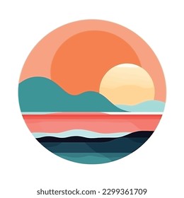 conjunto de escenas planas de paisajes marinos diseño de ilustraciones vectoriales