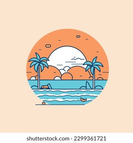 conjunto de escenas planas de paisajes marinos diseño de ilustraciones vectoriales