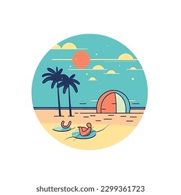 set of sea scape flat scenes vector illustration design