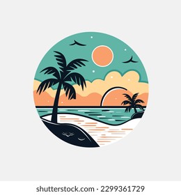 set of sea scape flat scenes vector illustration design