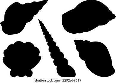 Set sea shells silhouette vector illustration