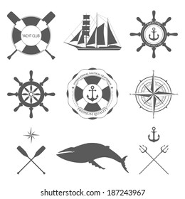 Set of sea signs and labels