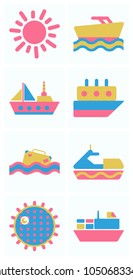 Set of sea simple icons