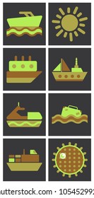 Set of sea simple icons