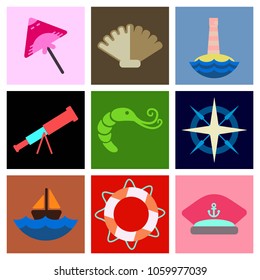 Set of sea simple icons