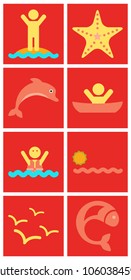 Set of sea simple icons