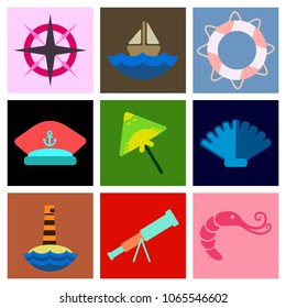 Set of sea simple icons