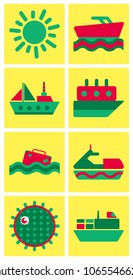 Set of sea simple icons