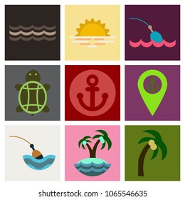 Set of sea simple icons