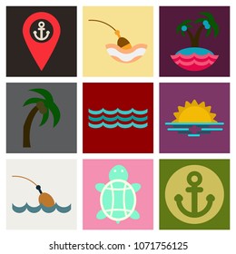 Set of sea simple icons