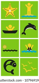 Set of sea simple icons
