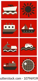 Set of sea simple icons