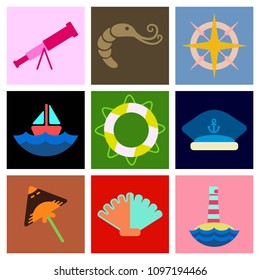 Set of sea simple icons