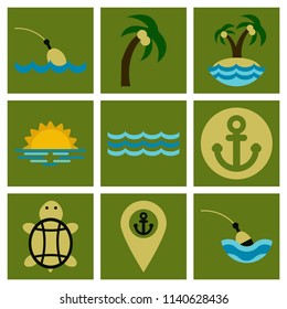 Set of sea simple icons