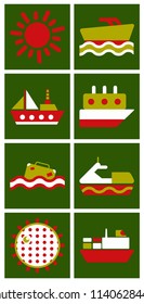 Set of sea simple icons