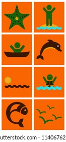 Set of sea simple icons