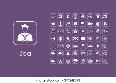 Set of sea simple icons