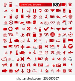 Set of sea stickers