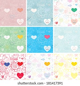 Set - sea summer seamless patterns. vector image.