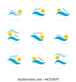 Set of sea sun icons. Vector-Illustration