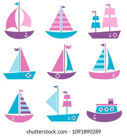 Set of sea transport icons