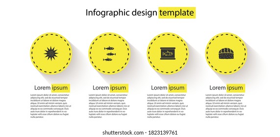 Set Sea urchin, Fishes, Canned fish and Sushi. Business infographic template. Vector.