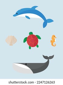 Set of sea vector  creatures